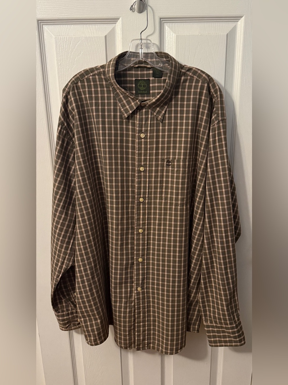 Timberland Men's Brown Plaid Long-Sleeve Button-Down Shirt